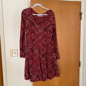 Peruvian Connection red long sleeve swing dress